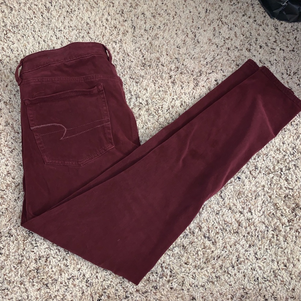 Burgundy American eagle jeggings